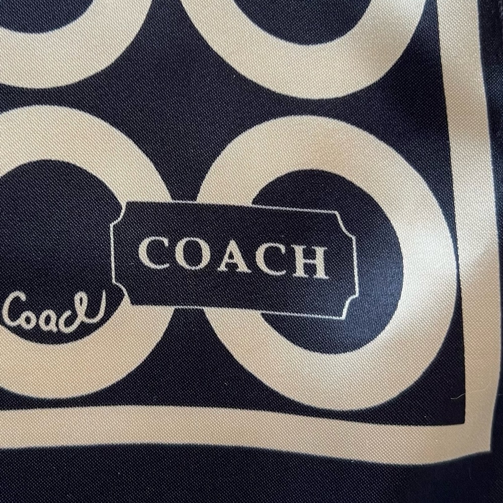 Coach Silk Scarf Black/Champagne Gold Op Art Signature C Monogram - Picture 2 of 11